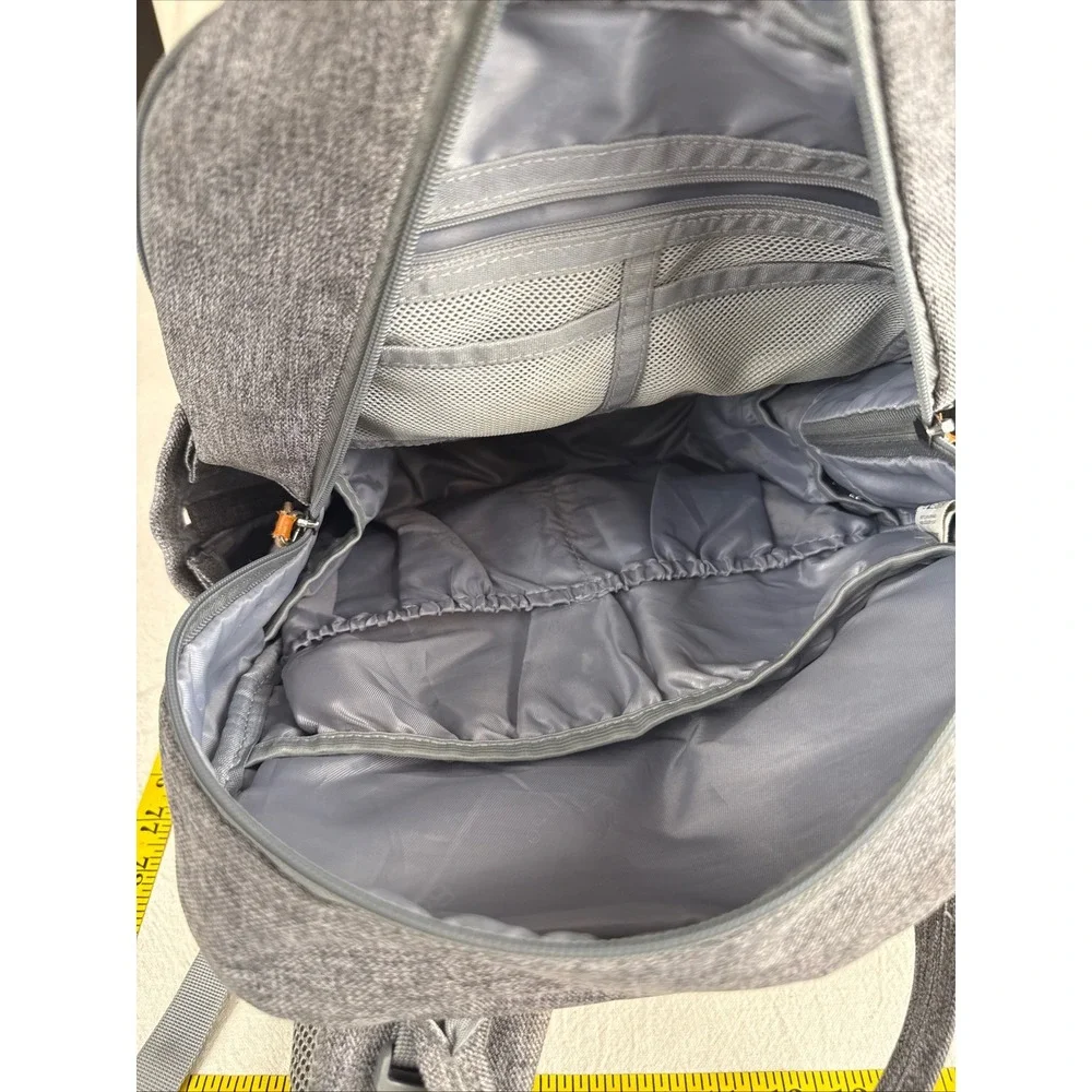 Babble Roo Diaper Bag Backpack Unisex Large Grey Modern Quilted Multi-Pocket